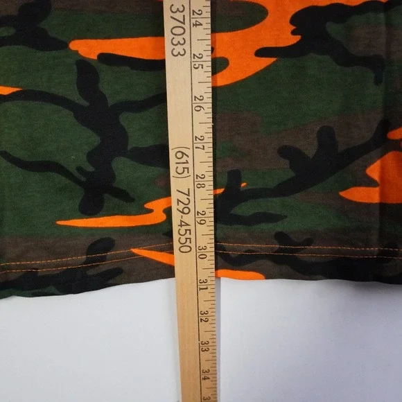 Zeep World Sports Mens XL Orange Green Camo T-Shirt Short Sleeve Cotton Tee - Picture 6 of 7